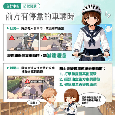 07_自行車的防禦駕駛-前方有停靠的車輛時圖片